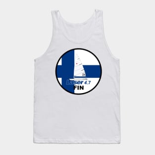 laser class sailboat on flag Finland Tank Top